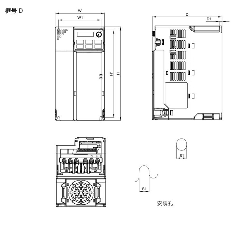 臺達(dá)變頻器 VFD13AMS43ANSAA 的安裝尺寸
