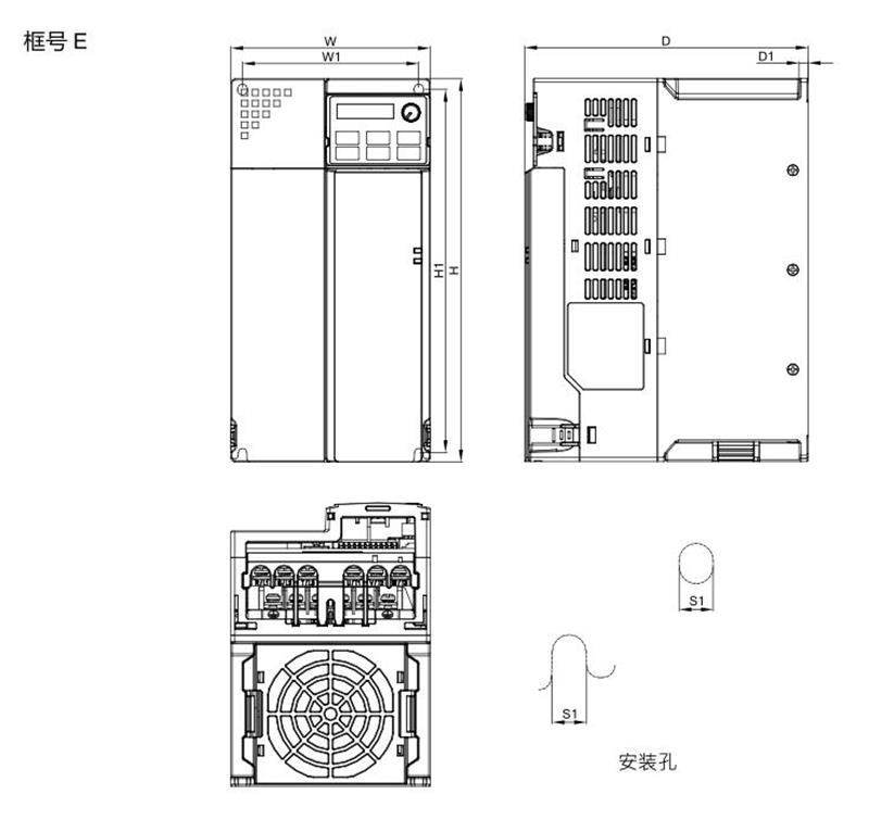 臺達(dá)變頻器 VFD25AMS43ANSAA 的安裝尺寸