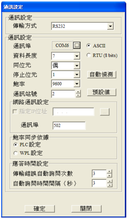 通信設(shè)置：依所需的通訊方式進(jìn)行設(shè)定。